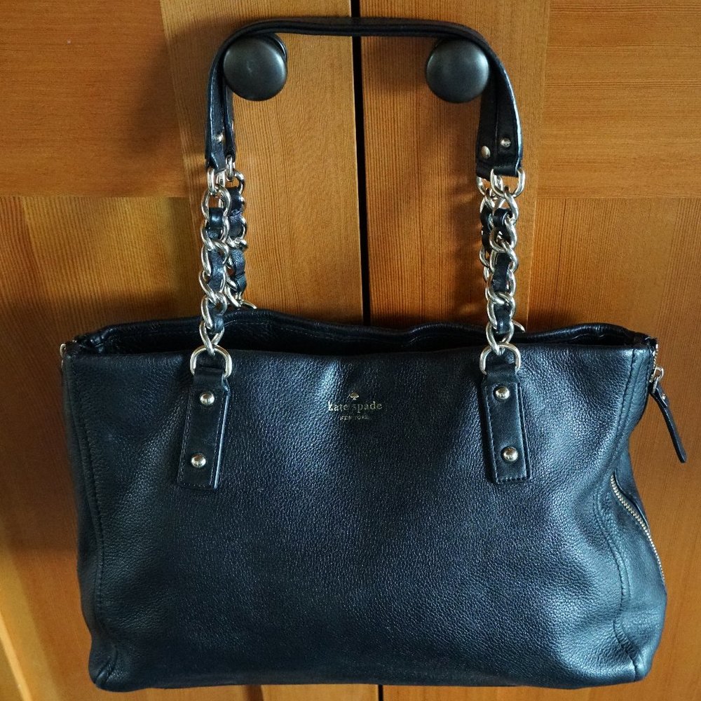 Kate Spade New York Cobble Hill Andee Leather Chain Shoulder Bag/Purse in Black